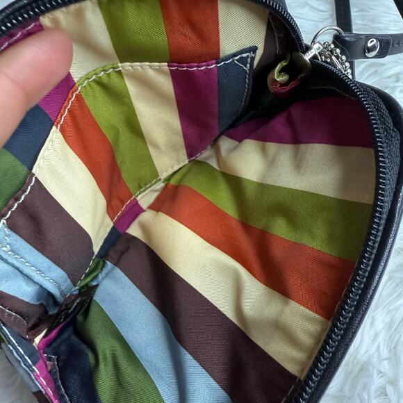 y2k COACH Poppy Black Leather Push Lock Oval Wristlet Zip - Picture 13 of 14